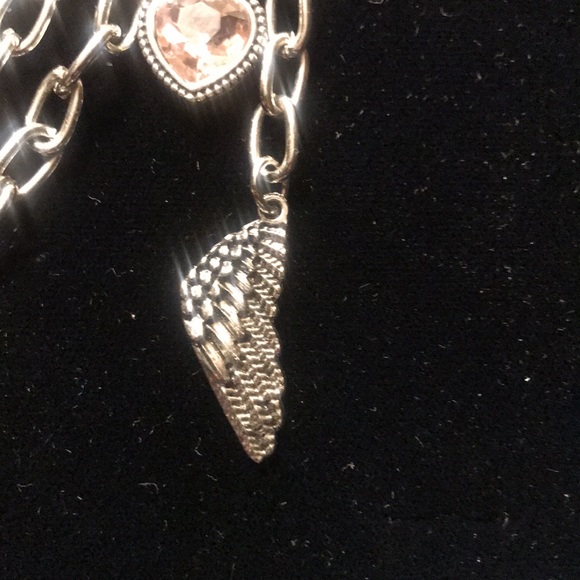 love, Savvy Handcrafted Pink Heart Chained w/ Wings Earrings - Picture 4 of 5